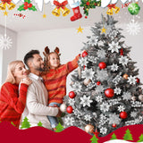 60 Pcs Christmas Flowers Glitter Poinsettia Flower, 3, 4, 6 Inch Artificial Flowers For Decoration With Clips For Christmas Tree Holiday Outdoor Seasonal Party Wedding Decoration(Silver)
