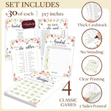 Hilarious Bridal Shower Games 30 Guests - Wedding Games For Reception Decorations, Funny Find The Guest Bingo Game, He Said She Said Would She Rather Wildflower Bridal Shower Decorations