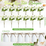 6 Sets Artificial Peonies Flower Peony Bouquet With Galvanized Metal Pot Silk Fake Peonies Faux Flower Arrangements For Wedding Table Centerpiece Party Home Room (White)