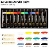 51 Pcs Acrylic Paint Set With Tabletop Easel, Painting Kit With 12 Acrylic Paints, Canvases, Brushes, Palette, Paper Pad, Art Supplies, Ideal Gift For Adults, Kids, Artists, Students