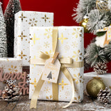 Christmas Wrapping Paper Roll - 3D Embossed Gold Foil Metallic Shine Snowfalkes Gift Wrap For Christmas, Winter Holiday, New Year Celebration - Mini Roll - 17 Inch X 33 Feet