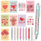 18 Pcs Christian Valentine'S Day Notebooks & Pens Set 9 Religious Bible Journals 9 Verse Jesus Ballpoint Pens, Faith Stationery Gift For Women, Church Members, Study Group, Vbs Sunday School