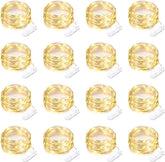 16 Pack Battery Operated Fairy Lights 10FT 30 LED Warm White String Lights Waterproof Silver Wire Firefly Lights for Wedding Party Mason Jar Decor