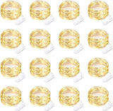 16 Pack Battery Operated Fairy Lights 10FT 30 LED Warm White String Lights Waterproof Silver Wire Firefly Lights for Wedding Party Mason Jar Decor