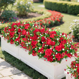 18'' Artificial Geraniums Flowers For Outdoors, 10 Bundles Mixed Fake Silk Flowers Plastic Plants Uv Resistant For Summer Garden Porch Patio Planter Kitchen Table Home Decor, Red