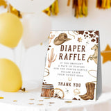 Diaper Raffle Baby Shower Game Kit - Western Cowboy - 1 Standing Sign + 50 Tickets - Gender Reveal Games, Announcement, Shower Party Decoration & Supplies - A04