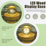 4 Pcs Led Display Base Wooden Led Base Wood Light Display For Crystal Lighted Stand For Glass 3D Glass Resin Art(Round)