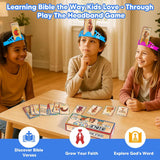 Bible Headbands Board Game For Kids, Bible Character & Item Guess Games, 66 Picture Keyword Cards W/Bible Stories & Verses, Biblical Who Am I Toys For Family Nights, Christian Easter Gifts