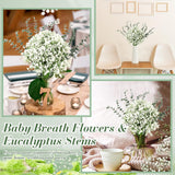 80 Pcs Babys Breath Artificial Flowers Bulk Babys Breath Flowers Gypsophila Bouquets With Faux Eucalyptus Stems Leaves For Wedding Bouquet Party Filler Home Decor