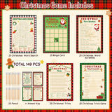 149 Pcs Christmas Party Games For Adults 25 Players Winter Word Search Scramble Trivia Bingo Game Paper Cards For Xmas Holiday Family Large Group Activities Party Supplies(Santa)