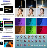 2 Pack K60 RGB LED Video Light Sticks 20W 1950LM Rechargeable Handheld Tube Lights