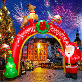 10Ft Christmas Inflatable Decoration With Build-In Leds, Blow Up Yard Santa Claus Decoration Christmas Archway Inflatabl