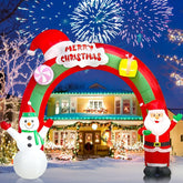 10 Ft Christmas Inflatable Santa Claus Snowman Rainbow Archway Decorations With Build-In Leds, Holiday Inflatables Decor