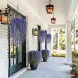 2 Set Artificial Flower Hanging Baskets For Outdoors, 20Pcs Fake Hanging Plants, Outdoor Faux Flowers Uv Resistant For Spring Summer Porch Patio Garden Home Decoration (Purple)
