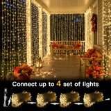 Curtain Lights For Bedroom, 300 Led 9.8X9.8Ft Hanging String Lights Outdoor, Fairy Curtain Lights Indoor For Christmas,