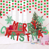 Red And Green Merry Christmas Banner Merry Christmas Garland Banner, Christmas Party Banner Merry Xmas Banner For Xmas Holiday Fireplace Mantle Home Decor