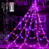 Halloween Lights Outdoor 454 LED Spider Web Lights Orange & Purple