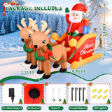 7 Ft Christmas Inflatable Decorations Santa Claus Sleigh With 2 Reindeer & Present With Built-In Led Lights, Blow Up Yar