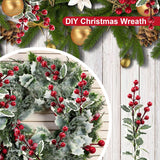 10 Pcs Christmas Flowers Artificial Red Berry Picks Decor, Holly Berries Stems, Christmas Tree Decoration, Winter Bouquet Silk Floral Arrangements Home Outdoor Indoor Ornaments