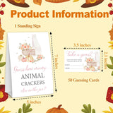 Thanksgiving Baby Shower Game Tickets, Guess How Many Animal Crackers Games, Fall Pumpkin Sign Decoration, Funny Party Games, 1 Sign With 50 Guess Cards-A08