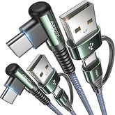 2 Pack 60W Right Angle USB C Fast Charging Cable 6.6FT with USB Adapter