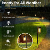 10 Pack Metal & Glass Solar Pathway Lights Waterproof Warm White Garden Walkway Lights