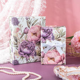 Floral Wrapping Paper Roll - Mini Roll - 17 Inch X 9.8 Feet - Purple Flower Wrapping Paper, Perfect For Girls Women Birthday, Wedding, Bridal Shower