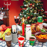 200 Pcs Christmas Paper Cups Xmas Disposable Coffee Cups 9 Oz Santa Snowman Elk Disposable Christmas Paper Drinkware For Tea Beverage Cocoa Cold Hot Drink