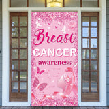 Breast Cancer Awareness Door Decorations Breast Cancer Awareness Banner Breast Cancer Awarenesss Door Banner for October Breast Cancer Month Party Decorations, 71 x 35 Inch (PINK)
