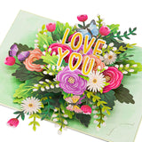 Colorful Floral Roses Pop Up Card, Love You, Flowers, Butterfly, 3D Greeting Cards, Ideal Gifts For Birthday, Mothers Day, Anniversary, Valentines Day, 5X7 - Includes Envelope And Message Note