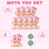 40Pcs Baby Shower Scratch Off Poop Game Cards With Diy Film Stickers For Baby Shower Party Favor Supplies(Pink)