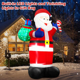 8 Ft Christmas Inflatable Santa Claus With Big Flashing Gift Bag Outdoor Decor, Giant Blow Up Santa With Candy Ip44 Weat