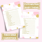 Pink And Gold Baby Shower Games For Girls - Word Scramble Cards - Fun Baby Shower Activities - Princess Theme With Twinkle Little Star - 25 Pack