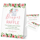 Spring Floral Diaper Raffle Tickets, Baby In Bloom Baby Shower Games For Gender Reveal, Party Decorations & Supplies, 1 Sign & 50 Cards Set-A02
