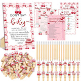321 Cherry Baby Shower Decorations Games Supplies Pink She'S The Cherry On Top Baby Shower Games Themed Don'T Say Sign For Cherries Themed Gender Reveal Birthday Party Decorations Supplies