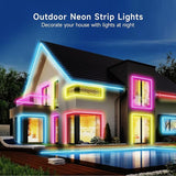 13.1FT RGB LED Neon Rope Lights Music Sync App Remote Control IP67 Waterproof Strip