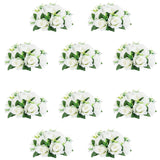 10Pcs Artificial Flower Ball Arrangement, 9.5" 15 Heads Wedding Roses Bouquet With Base Suitable For Parties Valentine'S Day Wedding Centerpieces Flower Rack And Home Decor (White)