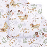Baby Shower Wrapping Paper Sheet - 6 Sheets Hello Baby Design Folded Flat For Birthday, Party - 19.7 Inch X 27.5 Inch Per Sheet