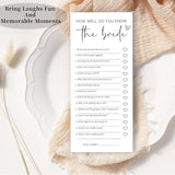 Bridal Shower Game Cards - How Well Do You Know The Bride For 25 Guests, Pre-Printed Double Sided 4X9 White Cards For Bachelorette & Wedding Shower Party