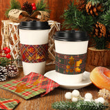 60Pcs Christmas Coffee Tea Cup Sleeves 10 Designs Buffalo Plaid Merry Christmas Jacket Sleeves For 12 And 16Oz Disposable Paper Cup For Xmas Hot Chocolate Cocoa Cold Beverage