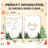 Christmas Baby Shower Game 25-Pack, Christmas Tree Baby Predictions And Advice Cards For Gender Reveal, Winter Holiday Party Decorations Supplies - A04