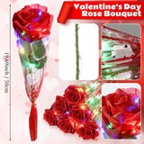 6 Pcs Valentines'S Day Flower Rose Lights Led Glowing Artificial Flowers Rose Simulation Roses Gifts For Girlfriend Mom Valentines'S Day Party Decor (Red)
