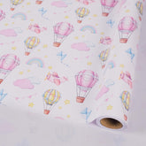 Pink Hot Air Balloons Wrapping Paper For Baby Girl - 17 Inch X 32 Feet Mini Rolls Baby Shower Wrapping Paper Roll For Birthday, Girl’S Themed Party Celebrations Gift Wrap