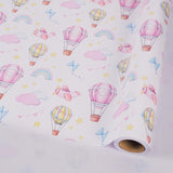 Pink Hot Air Balloons Wrapping Paper For Baby Girl - 17 Inch X 32 Feet Mini Rolls Baby Shower Wrapping Paper Roll For Birthday, Girl’S Themed Party Celebrations Gift Wrap
