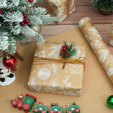Christmas Wrapping Paper, Brown And Gold Foil Kraft Gift Wrapping Paper Roll, Christmas Wrapping Paper Jumbo Roll, Gift Wrapping Paper For Christmas Winter Holiday Birthday,17Inch × 33Feet