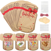 48 Pack Mason Jar Valentines Day Greeting Cards Valentine Exchange Gift Cards Bulk For Kid Boys Girls Toddler School Class Classroom Party Favors