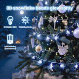 2 Pack Blue Snowflake Fairy String Lights, Snowflake Christmas Lights Battery Operated For Bedroom Waterproof 50Ft 100Le
