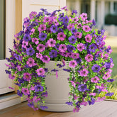Artificial Faux Flowers Plants For Outdoor Spring Summer Decoration, 2Pcs Fake Silk Daisy Flowers No Fade Uv Resistant Realistic For Outside Home Planter Porch Patio Balcony Yard Decor (Purple)