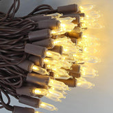 150 Led Warm White Christmas Lights On Brown Wire, 50 Feet Xmas Tree Lights, Ul Certified For Outdoor Indoor