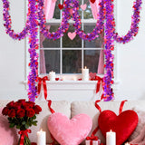 50Ft Valentines Day Garland - Purple Pink Red Heart Valentines Tinsel Garland, Metallic Valentine Day Garland Decor For Mantel, Tree, Valentine'S Day Decorations For Home (Purple)